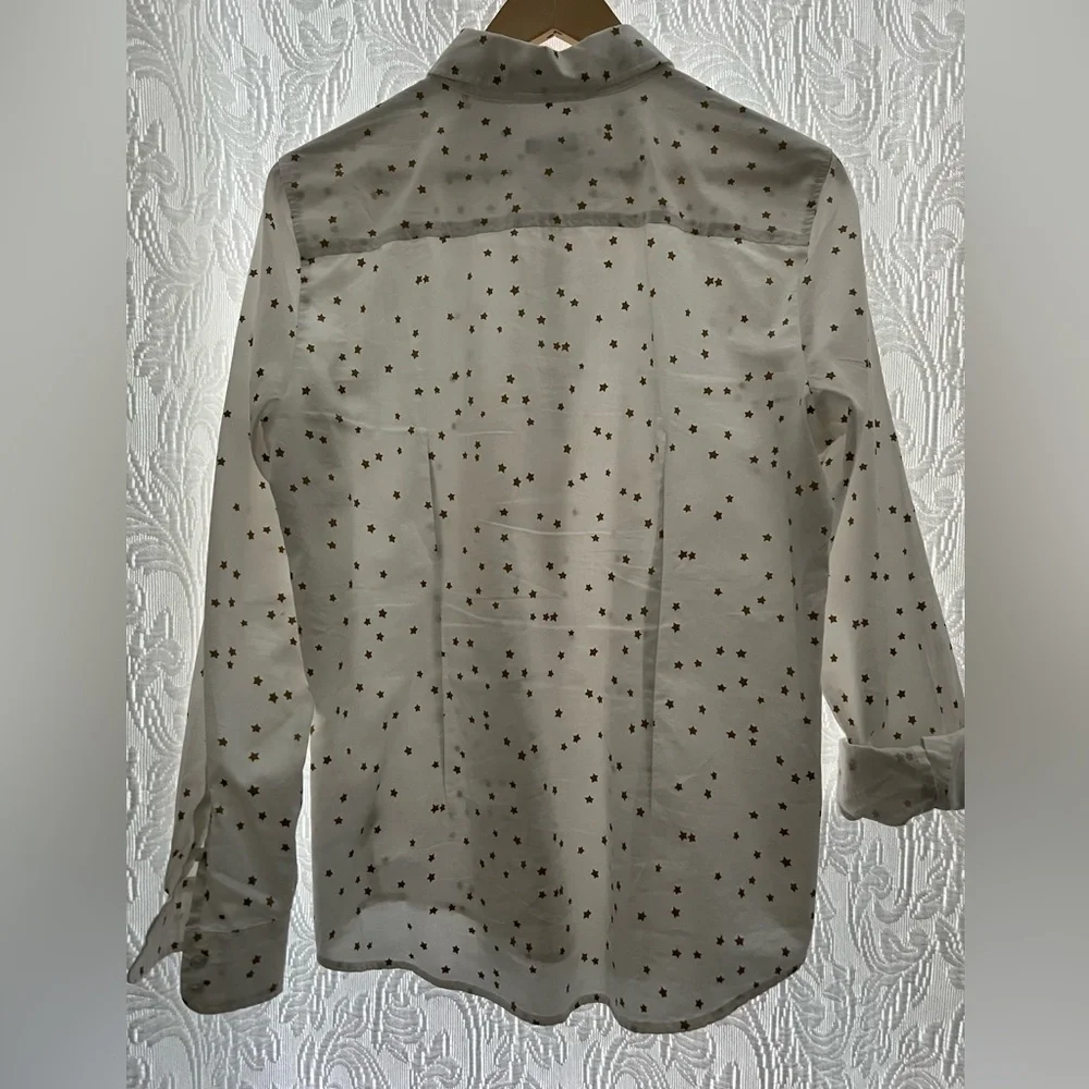 Talbots mini stars button down long sleeve shirt. Worn once!! Size M - Picture 2 of 10